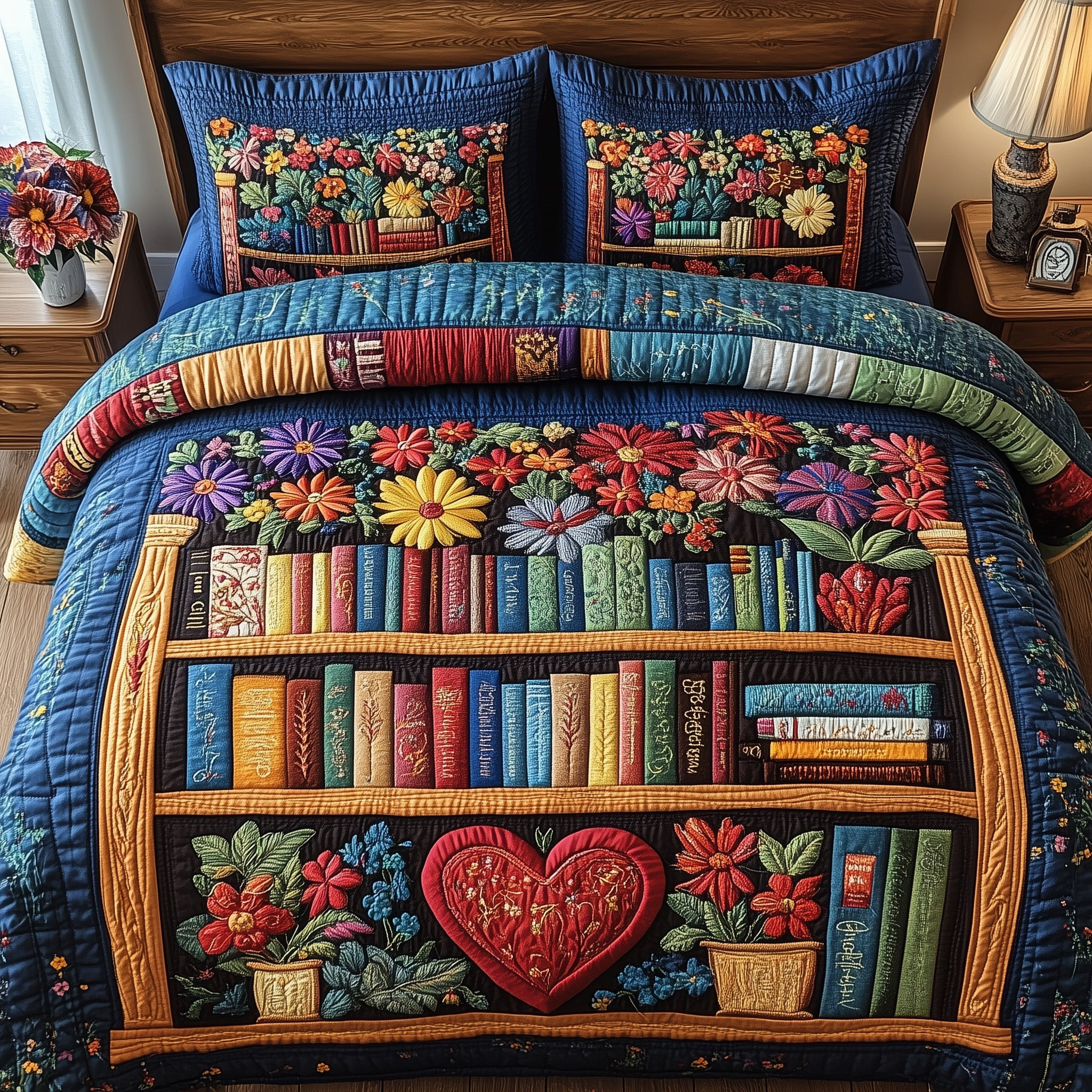 Antique Library Quilted Bedding Set Duvet Cover Bedspread Set Item Best Gifts For Readers