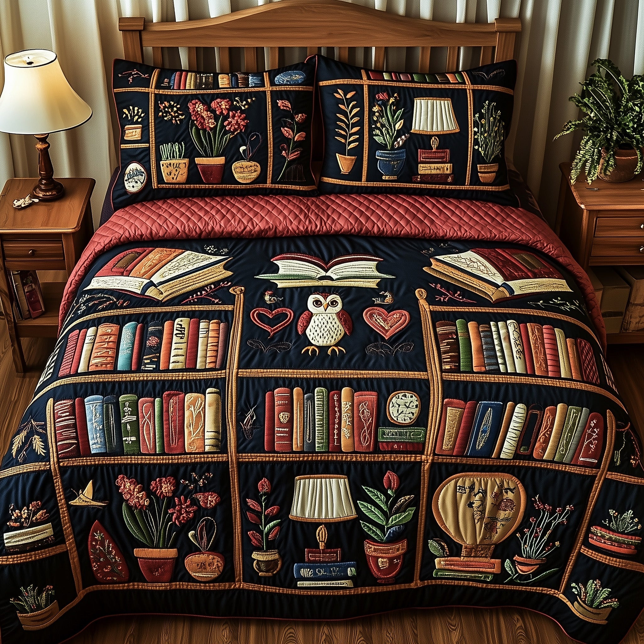 Antique Library Quilted Bedding Set Duvet Cover Bedspread Set Item Gift Ideas For Book Lovers