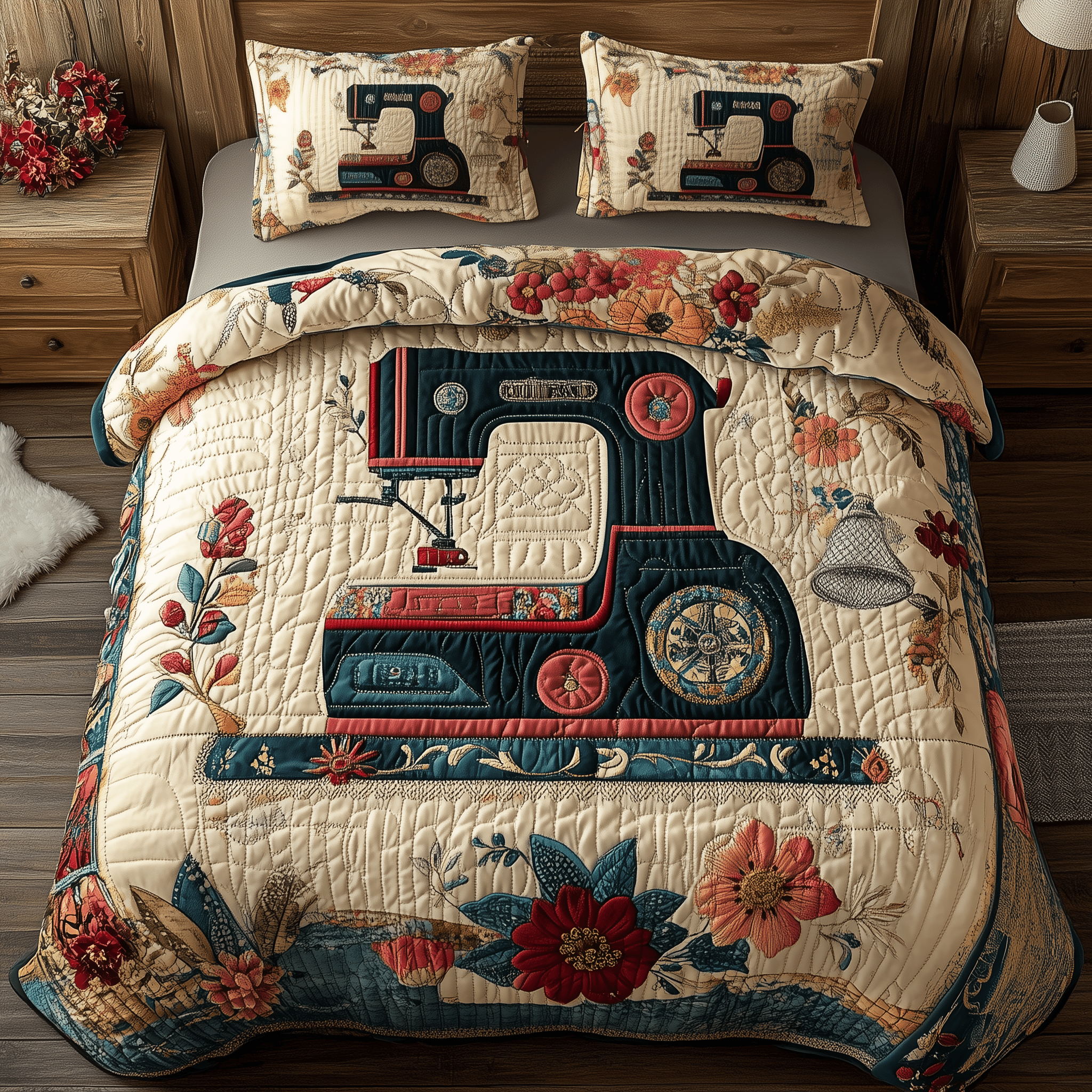 Antique Stitch Wonder Quilted Bedding Set Best Duvet Cover Bedspread Set Gifts For Boyfriends Parents