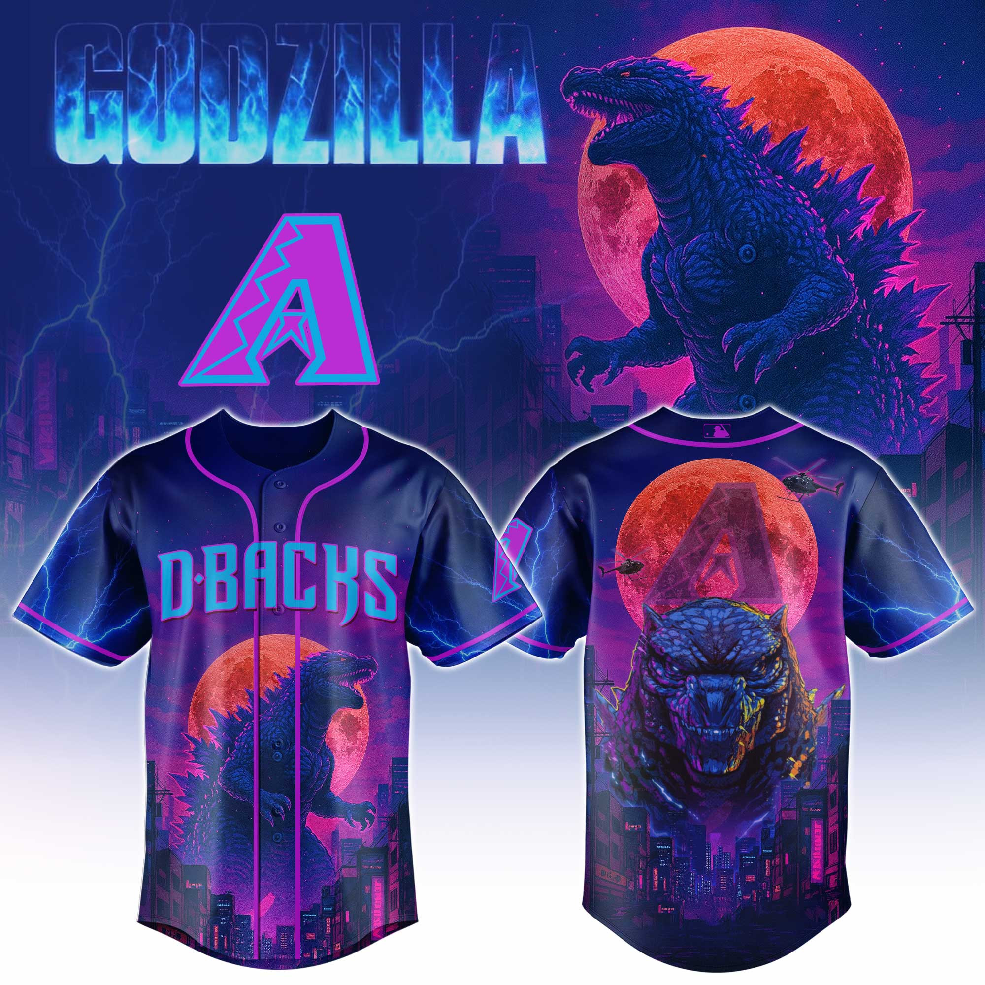 Arizona Diamondbacks Mlb X Godzilla Baseball Jersey For Fans