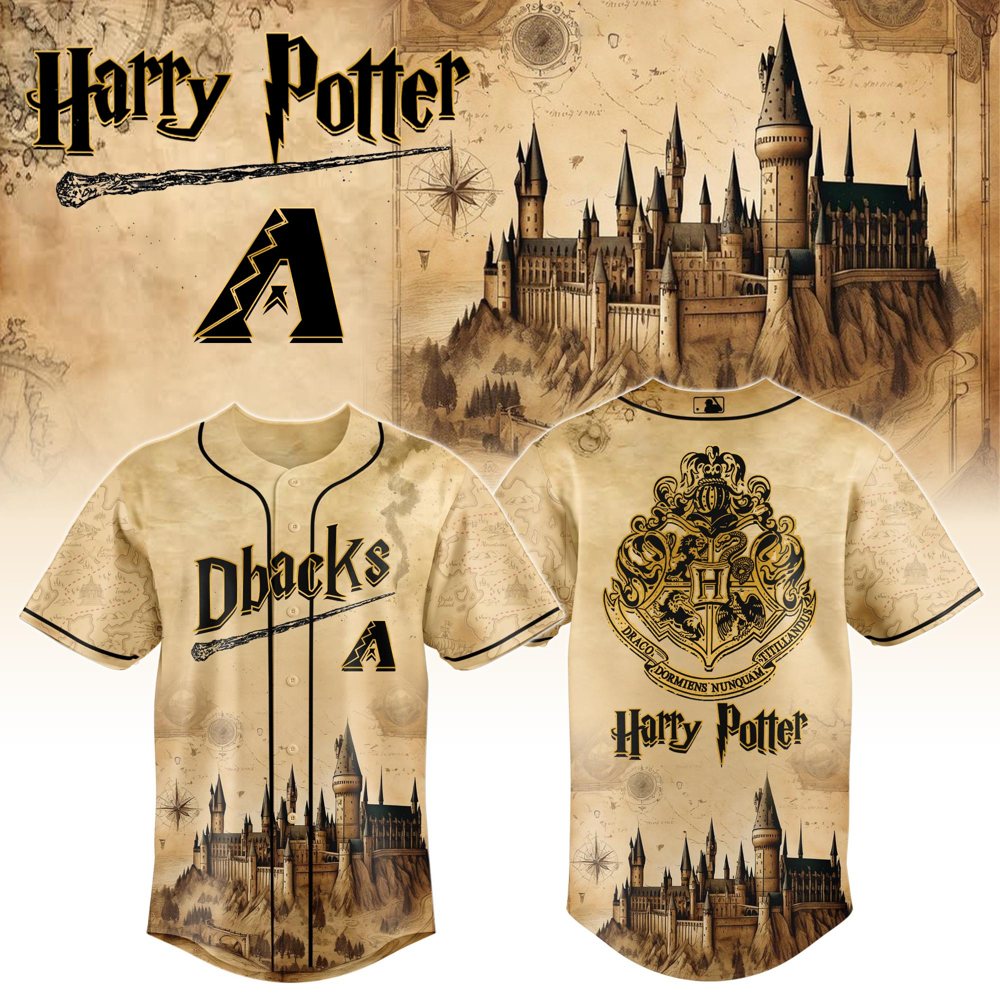 Arizona Diamondbacks Mlb X Harry Potter Hogwarts Baseball Jersey For Fan
