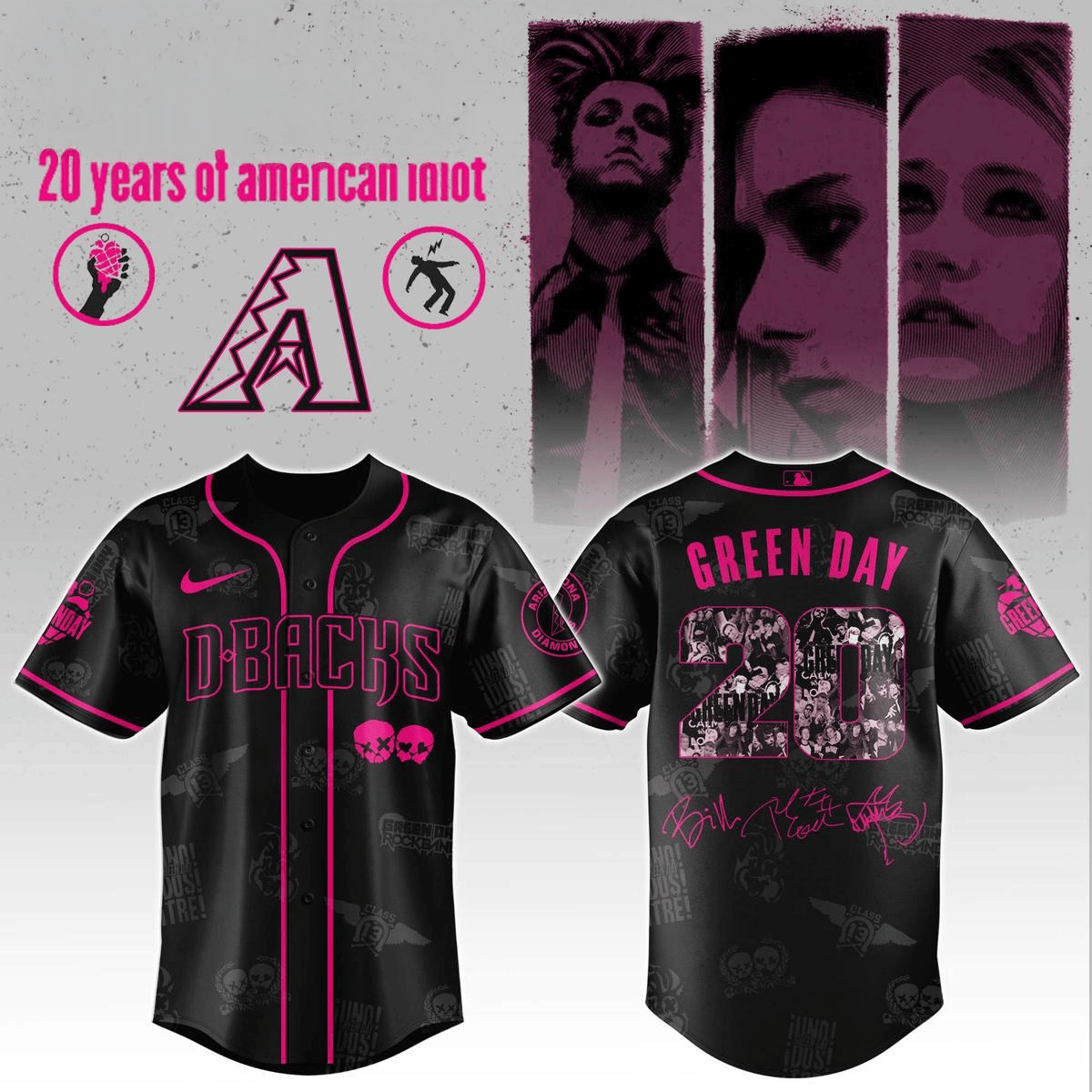 Arizona Diamondbacks X Green Day 20 Years Of American Idiot 2025 Jersey Fan Merch