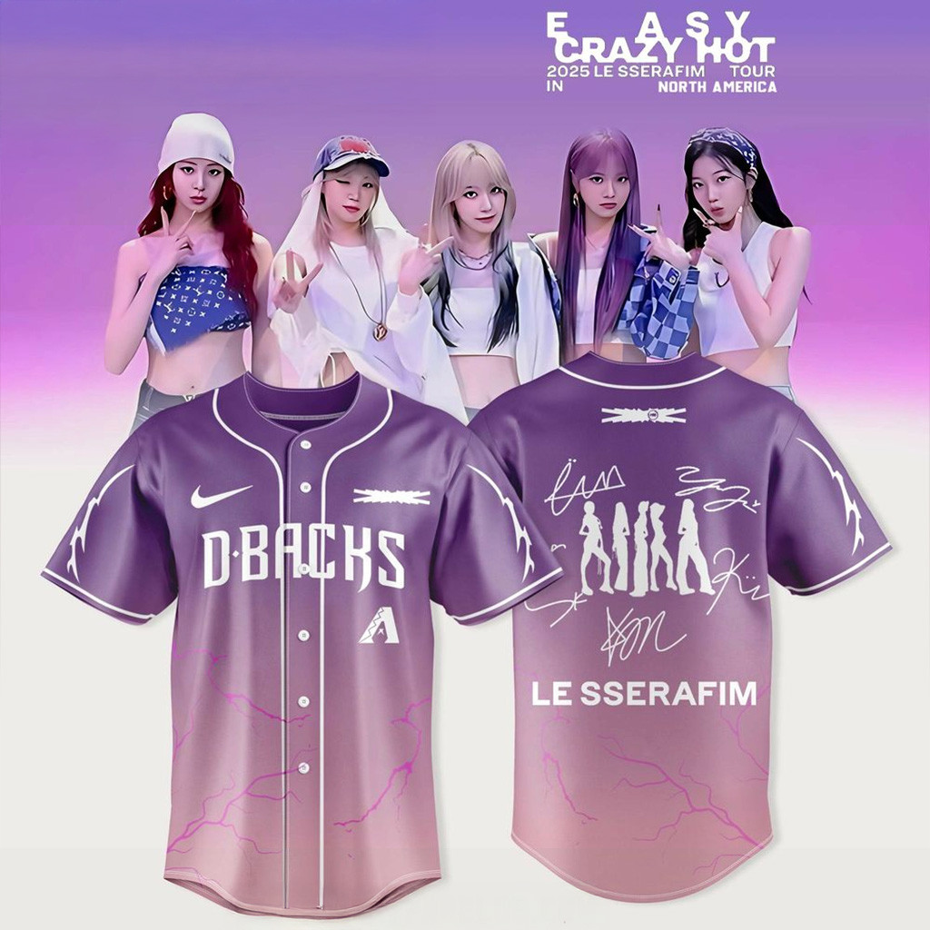 Arizona Diamondbacks X Le Sserafim 2025 Easy Crazy Hot Tour Jersey Arizona Diamondbacks Merch