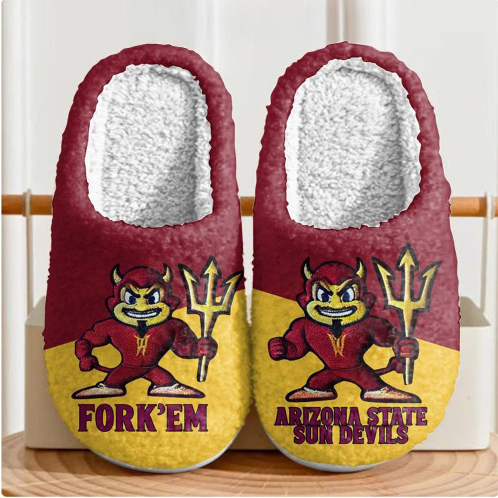 Arizona State Sun Devils Fork Em 2025 House Slippers Gifts For Football Fans