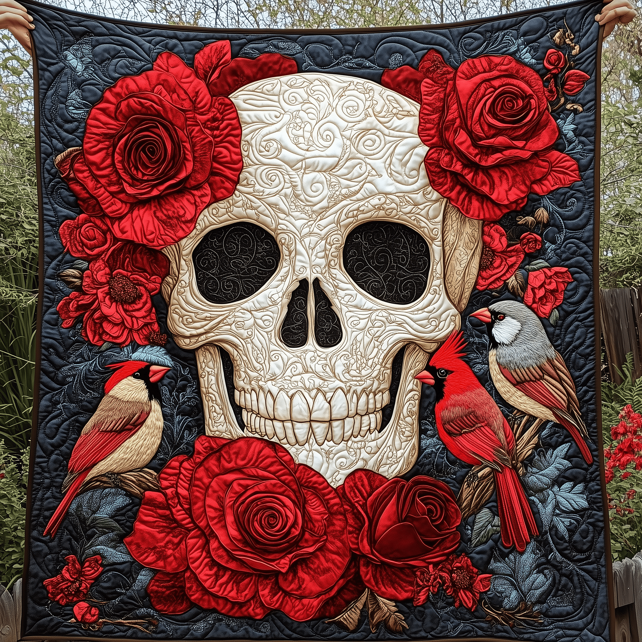 Artistic Skull Quilted Blanket Duvet Cover Bedspread Set Item Gifts For Skull Lovers