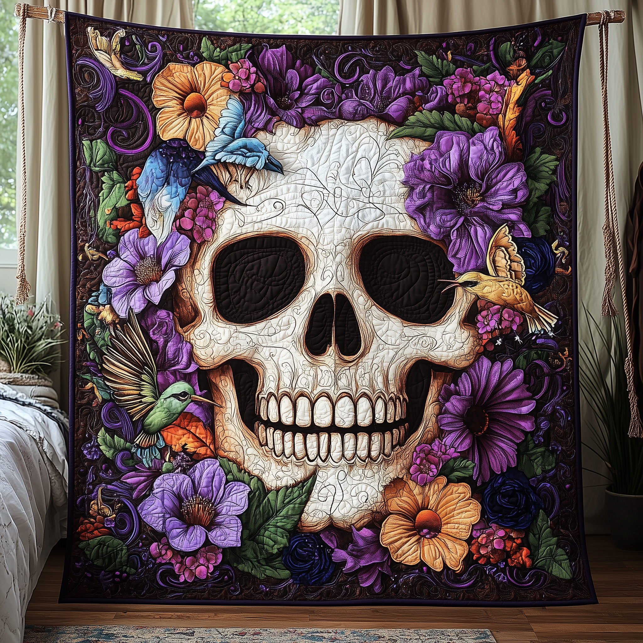 Artistic Skull Quilted Blanket Duvet Cover Bedspread Set Item Skull Gifts For Him
