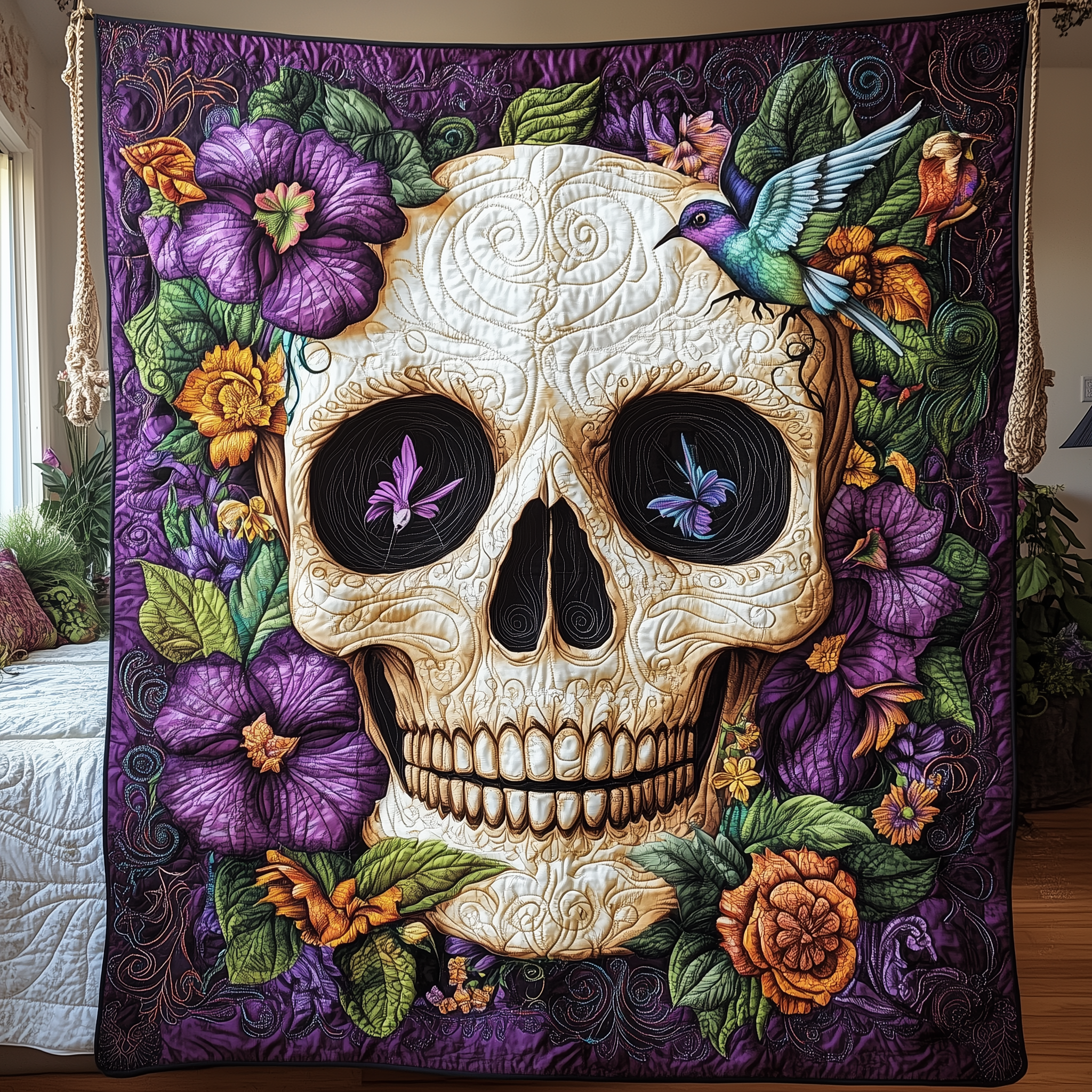Artistic Skull Quilted Blanket Duvet Cover Bedspread Set Item Skull Gifts For Women