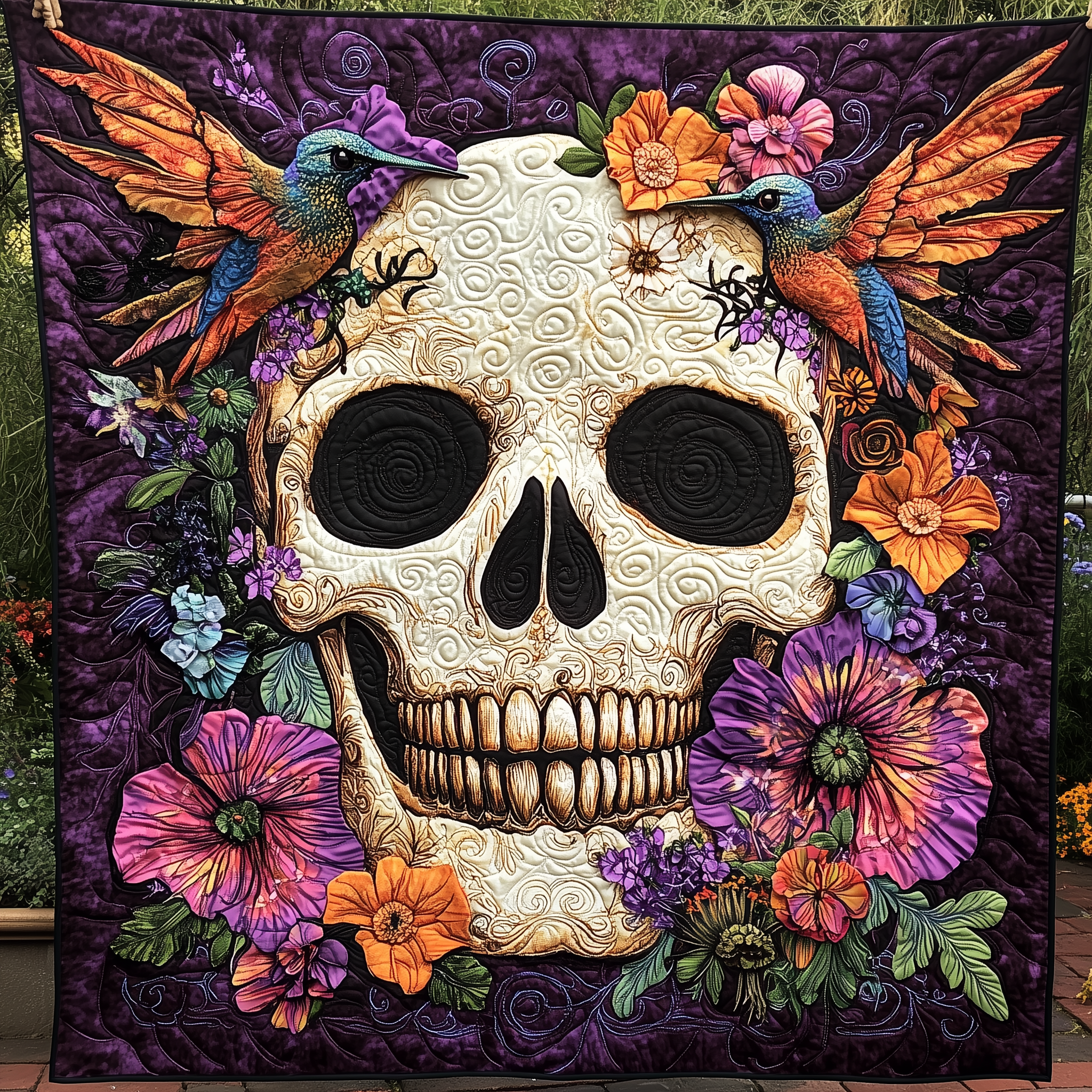 Artistic Skull Quilted Blanket Duvet Cover Bedspread Set Item Skull Items For Gifts