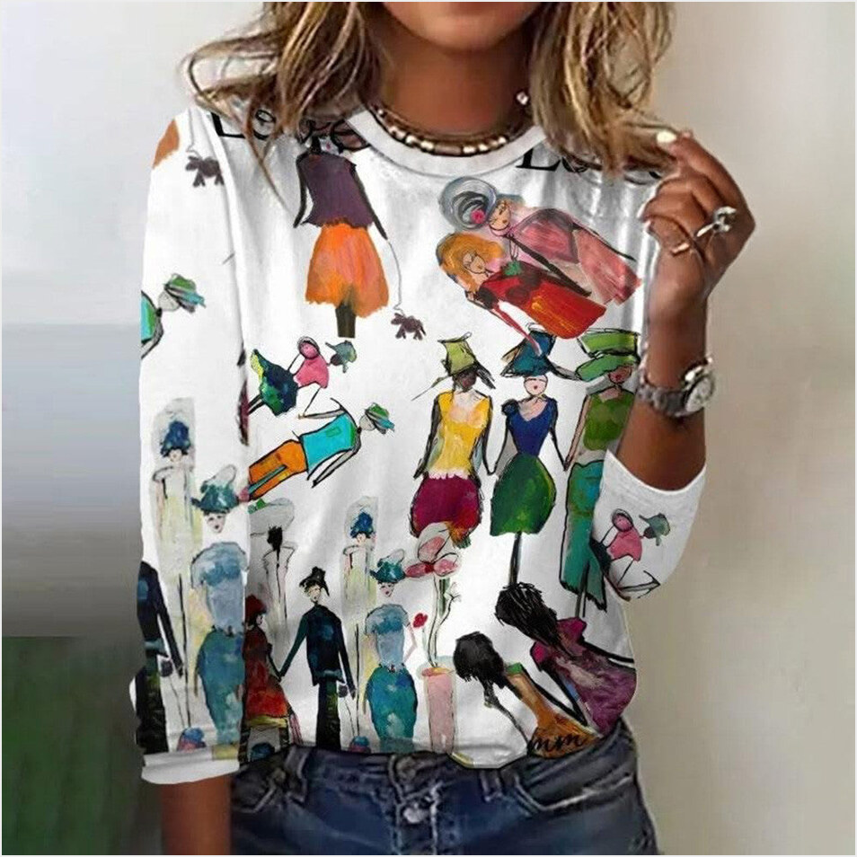 Artistic Women Long Sleeve T-Shirt Lady Graphic Unique Clothing Birthday Gifts For Girlfriend