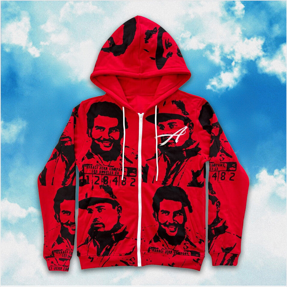 Asaali Hoodie Asaali Cartel Zip Up Hoodie Red Pablo Escobar Merch Birthday Gift Ideas For Fans