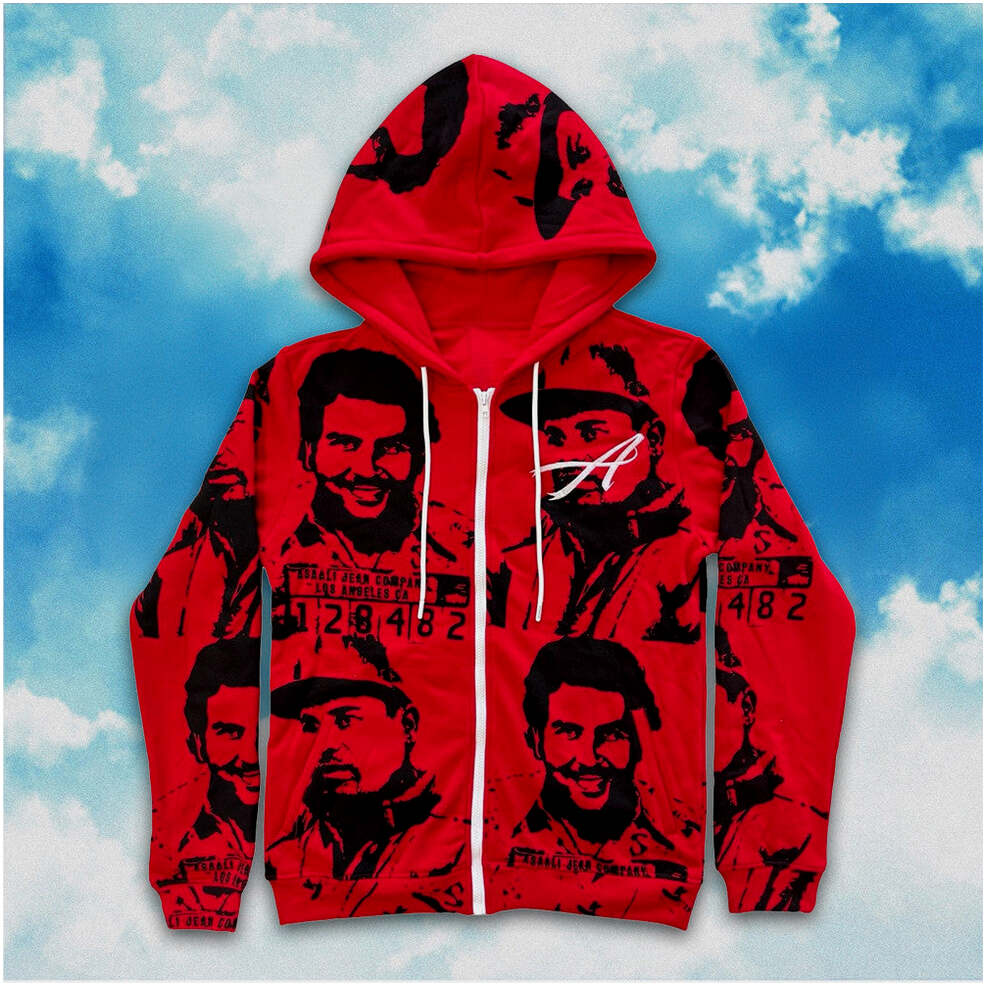 Asaali Hoodie Asaali Cartel Zip Up Hoodie Red Pablo Escobar Merch Gift Ideas For Fans