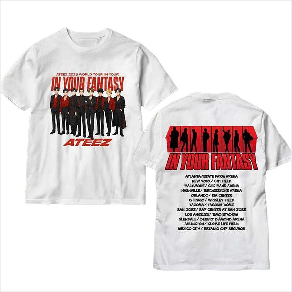 Ateez 2025 World Tour in Your Fantasy Cartoon Cute T-Shirt Ateez Merch BFF Birthday Gifts
