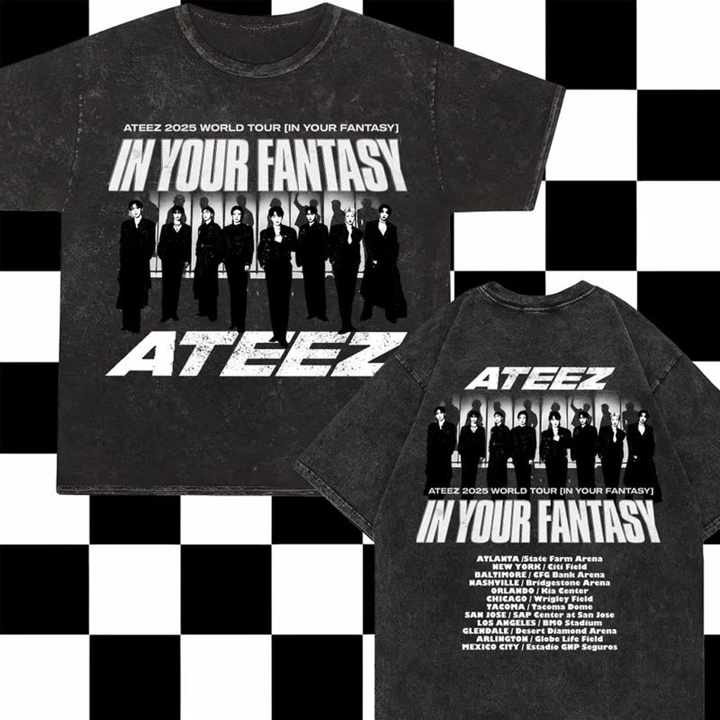 Ateez 2025 World Tour In Your Fantasy Mineral Wash Shirt Ateez In Your Fantasy In North T-Shirt