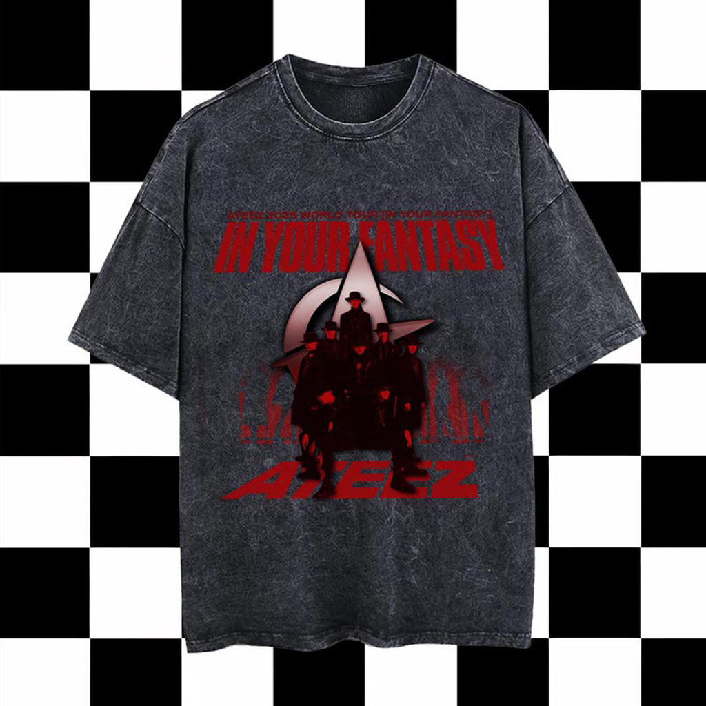 Ateez 2025 World Tour in Your Fantasy Mineral Washed Shirt Ateez World Tour 2025 Mineral Merch