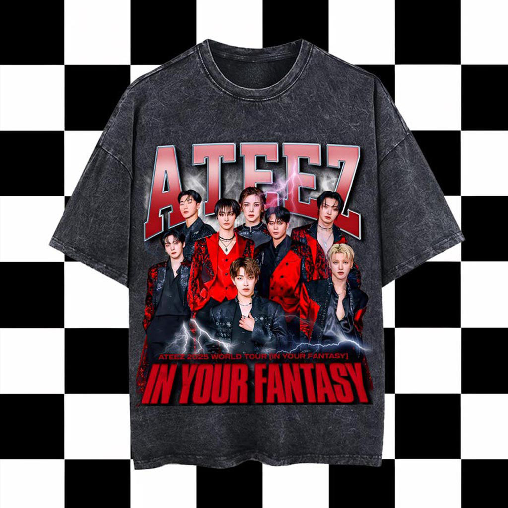 Ateez 2025 World Tour in Your Fantasy Mineral Washed Shirt Ateez World Tour 2025 Mineral T-Shirt