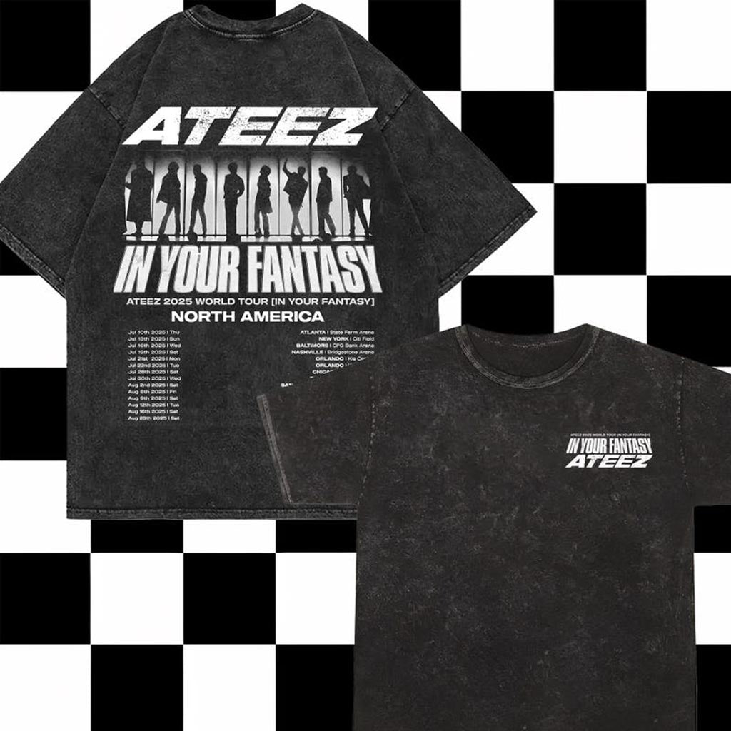 Ateez 2025 World Tour In Your Fantasy Mineral Washed T-Shirt Ateez World Tour 2025 In North Shirt