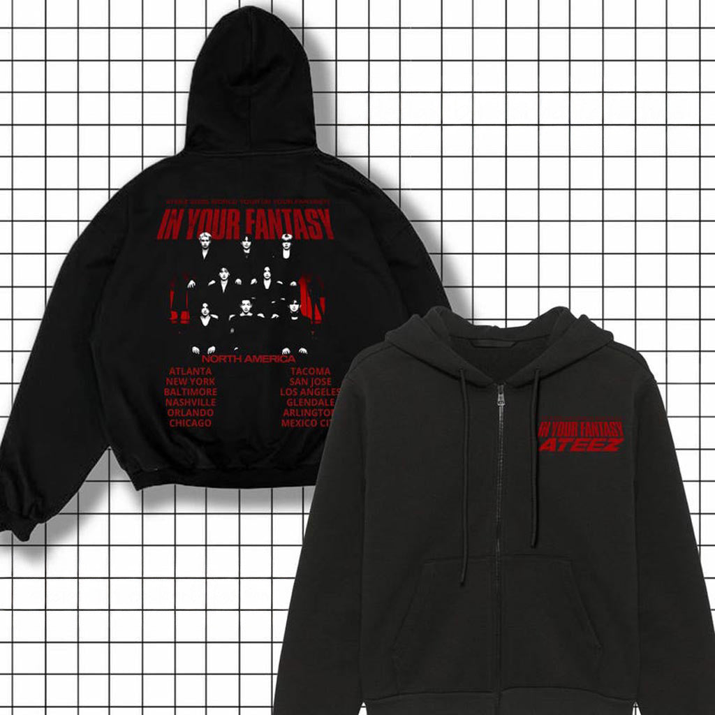 Ateez 2025 World Tour in Your Fantasy Zip Hoodie ATEEZ Golden Hour Part 2 Hoodie Aniteez in Treasure