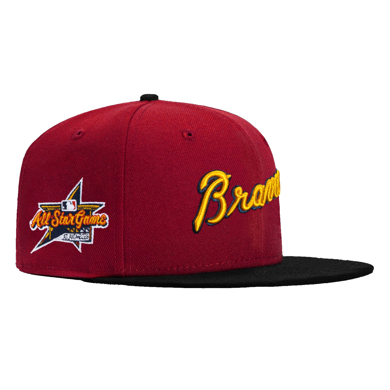 Atlanta Braves 2025 All Star Game Patch Script Hat Red And Black Snapback Gifts For Fan