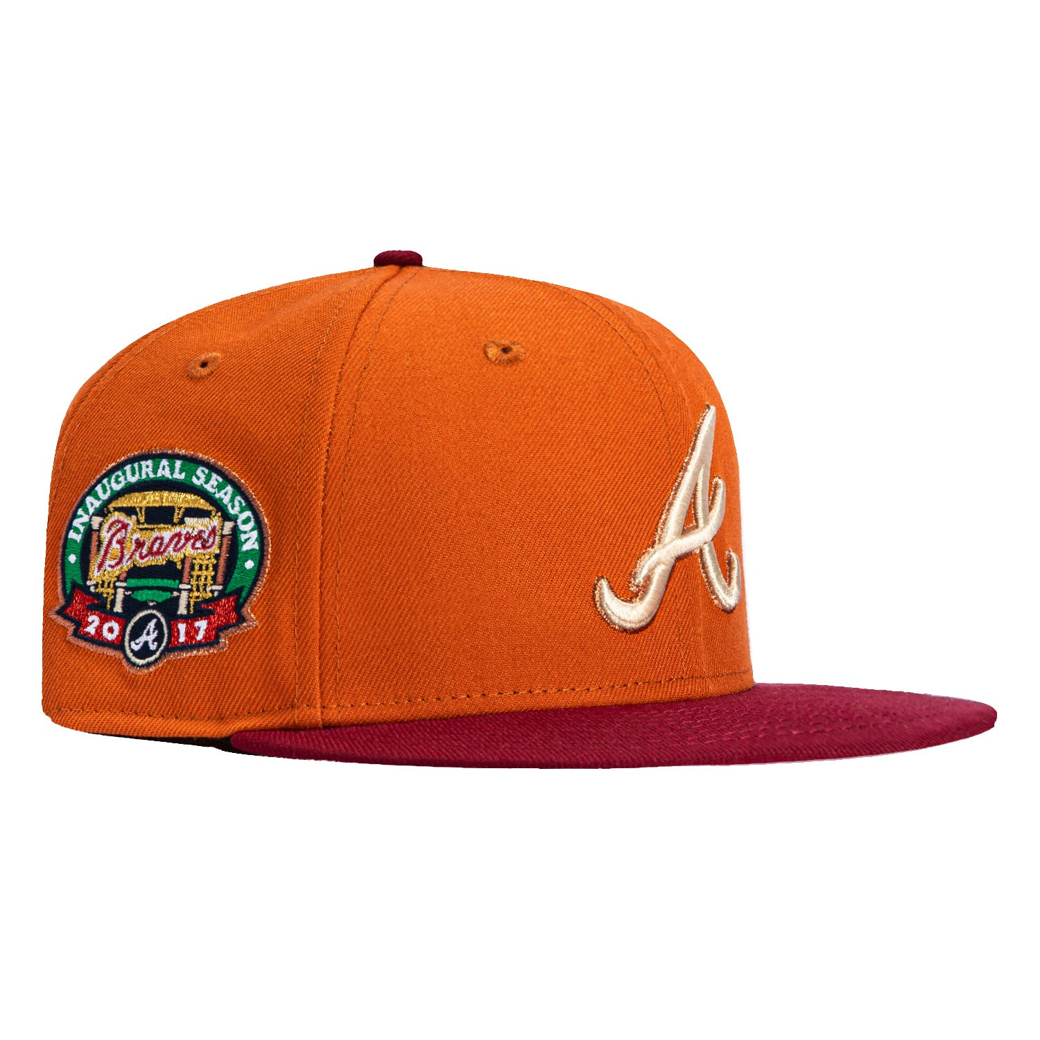 Atlanta Braves Inaugural Season Patch Hat Orange And Red Snapback Baseball Team Gift Ideas