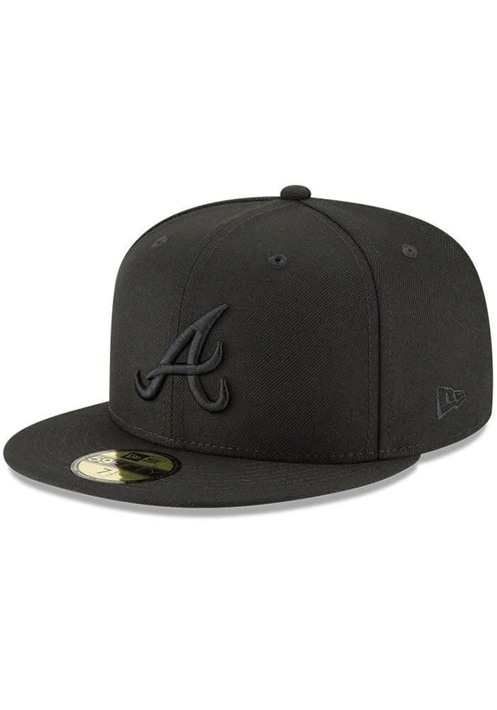 Atlanta Braves Mens Black on Black Fitted Hat Snapback Best Gifts For Husband