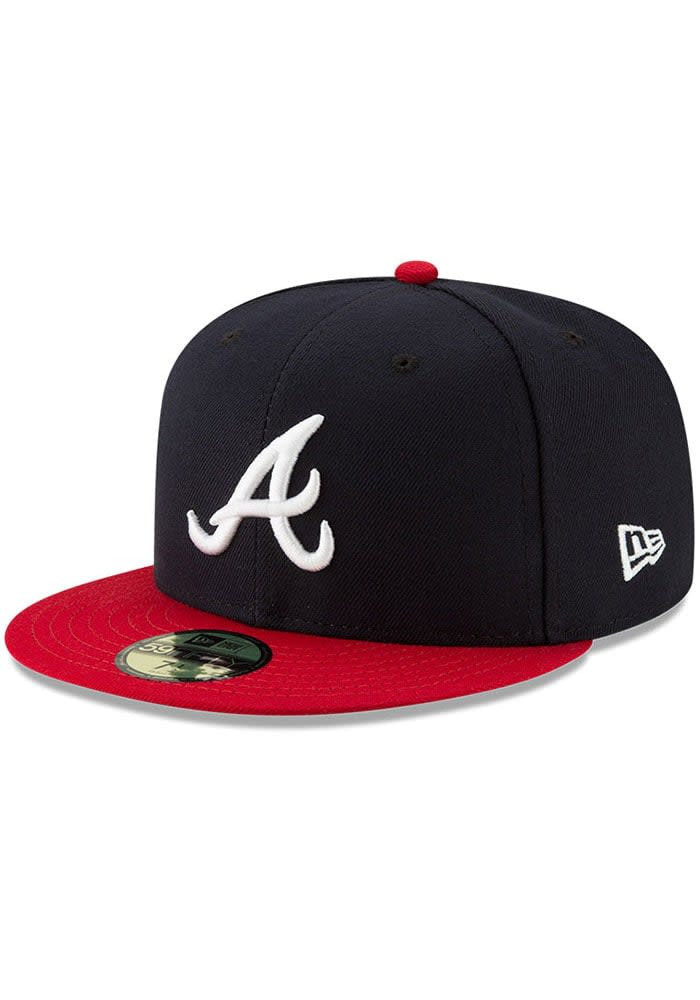 Atlanta Braves Mens Navy Blue AC Home Fitted Hat Gifts For Baseball Lovers