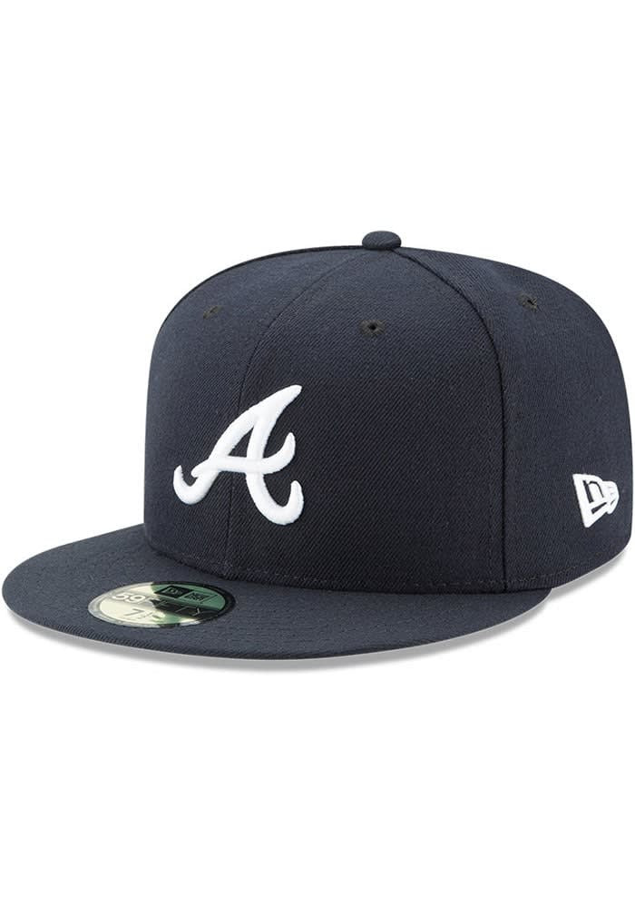 Atlanta Braves Mens Navy Blue AC Road Fitted Hat Best Gifts For Baseball Lovers
