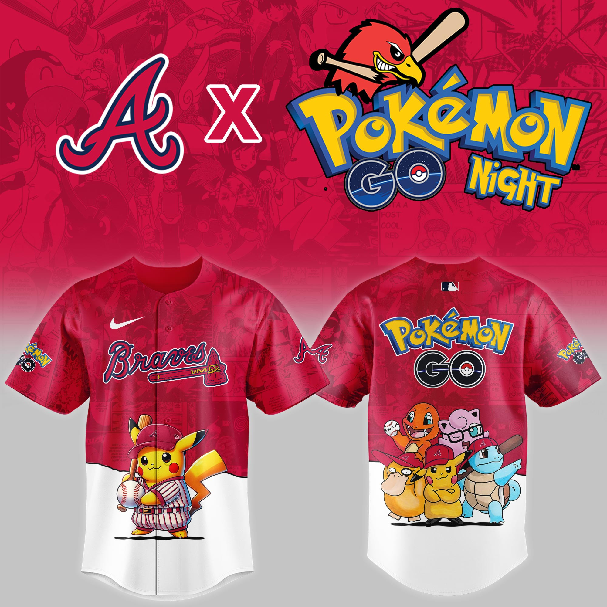 Atlanta Braves Mlb X Pokemon Go Night Baseball Jersey For Fan