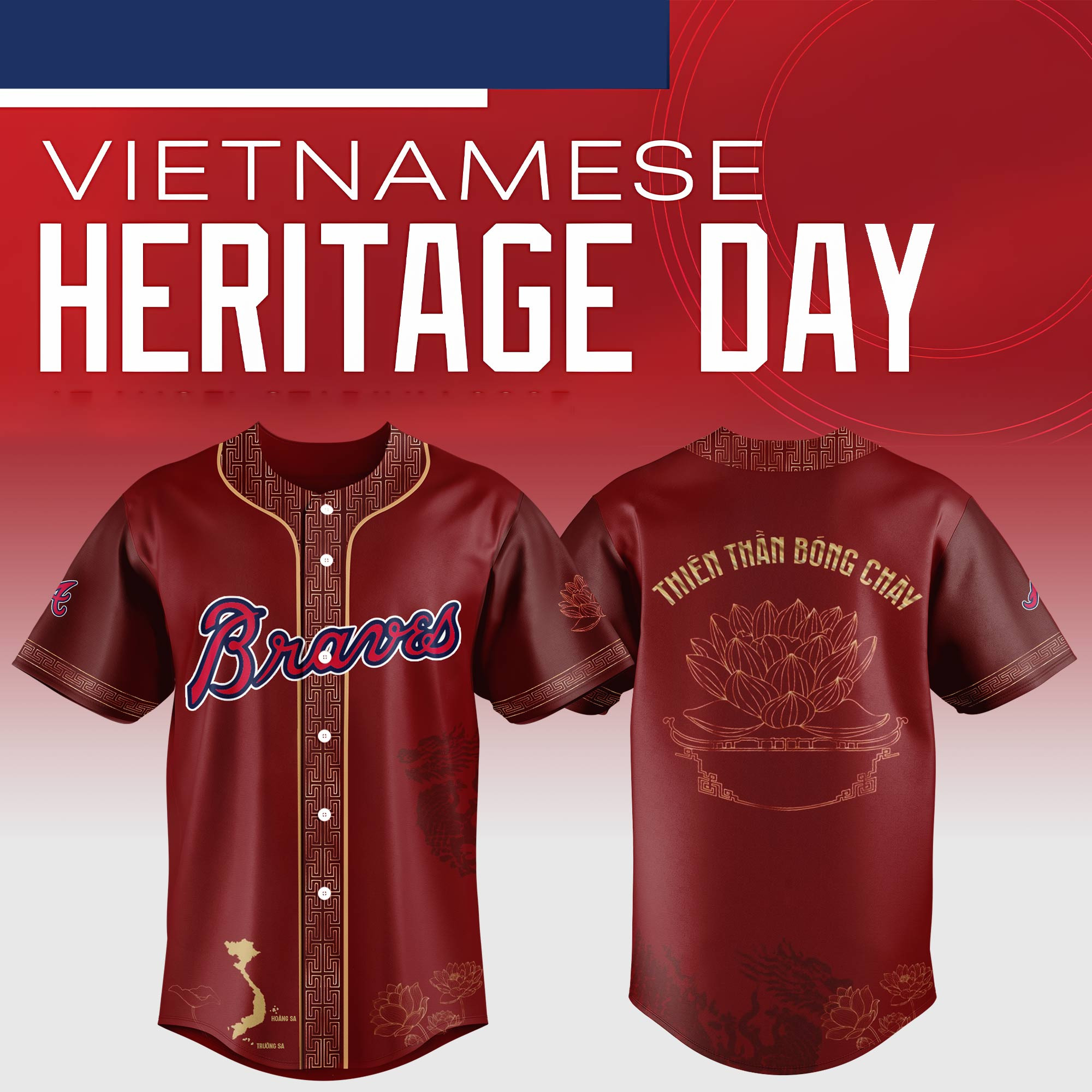Atlanta Braves Mlb X Vietnamese Heritage Night Baseball Jersey For Fans