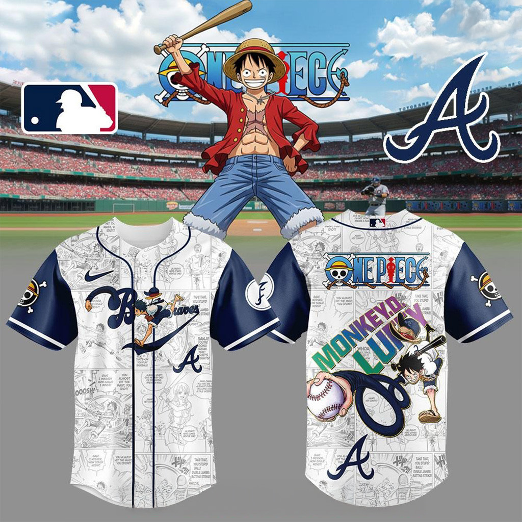 Atlanta Braves Straw Hat Monkey D. Luffy Special Baseball Jersey Atlanta Braves Merch Fans Gifts