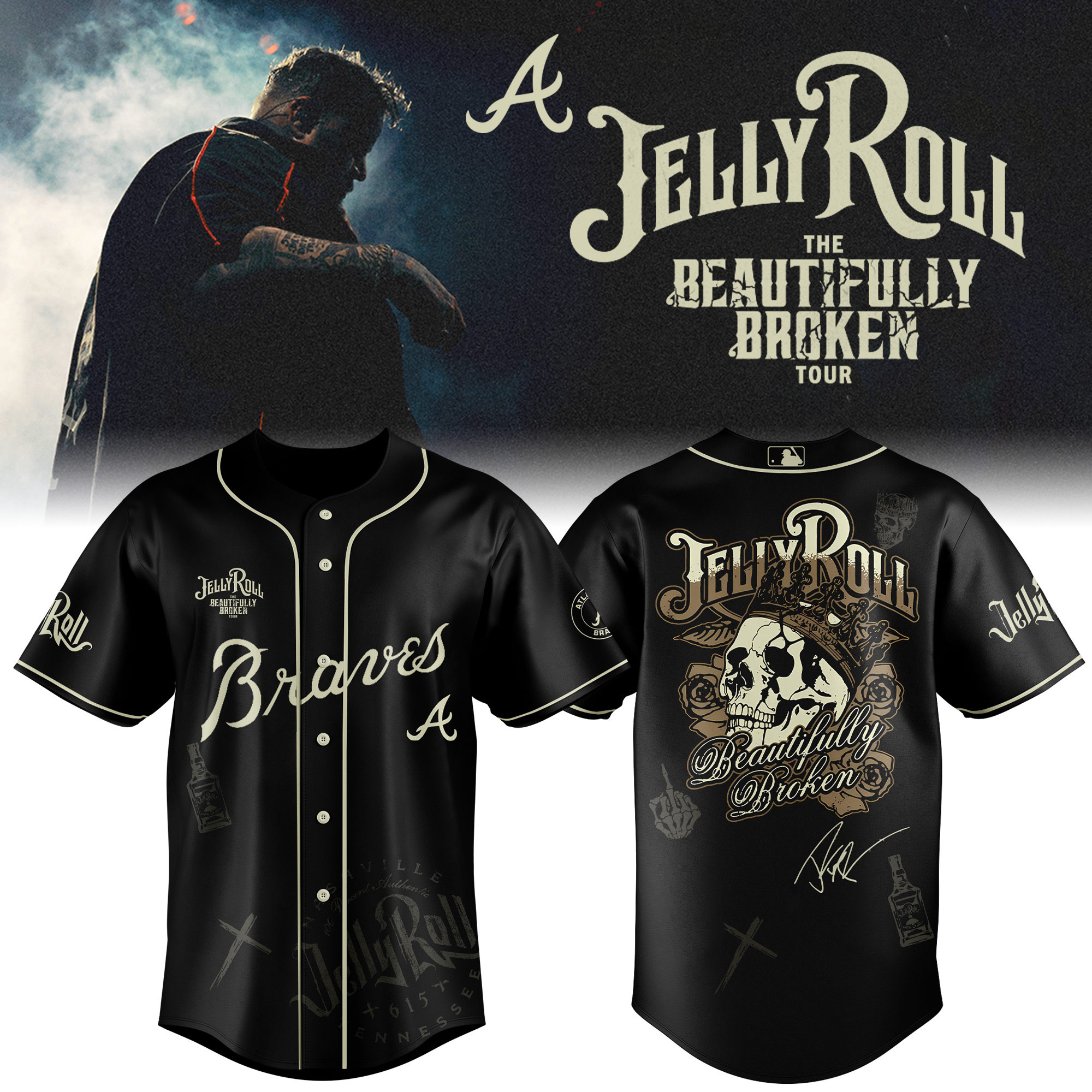 Atlanta Braves X Jelly Roll Baseball Jersey 2025 Gift For Baseball Fans