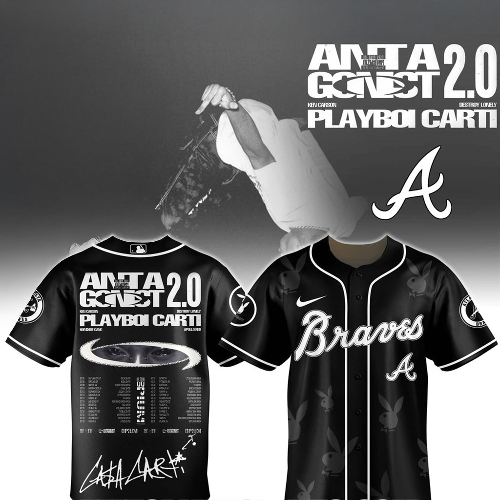 Atlanta Braves X Playboi Carti Antagonist 2.0 Tour 2025 Jersey Atlanta Braves Merch