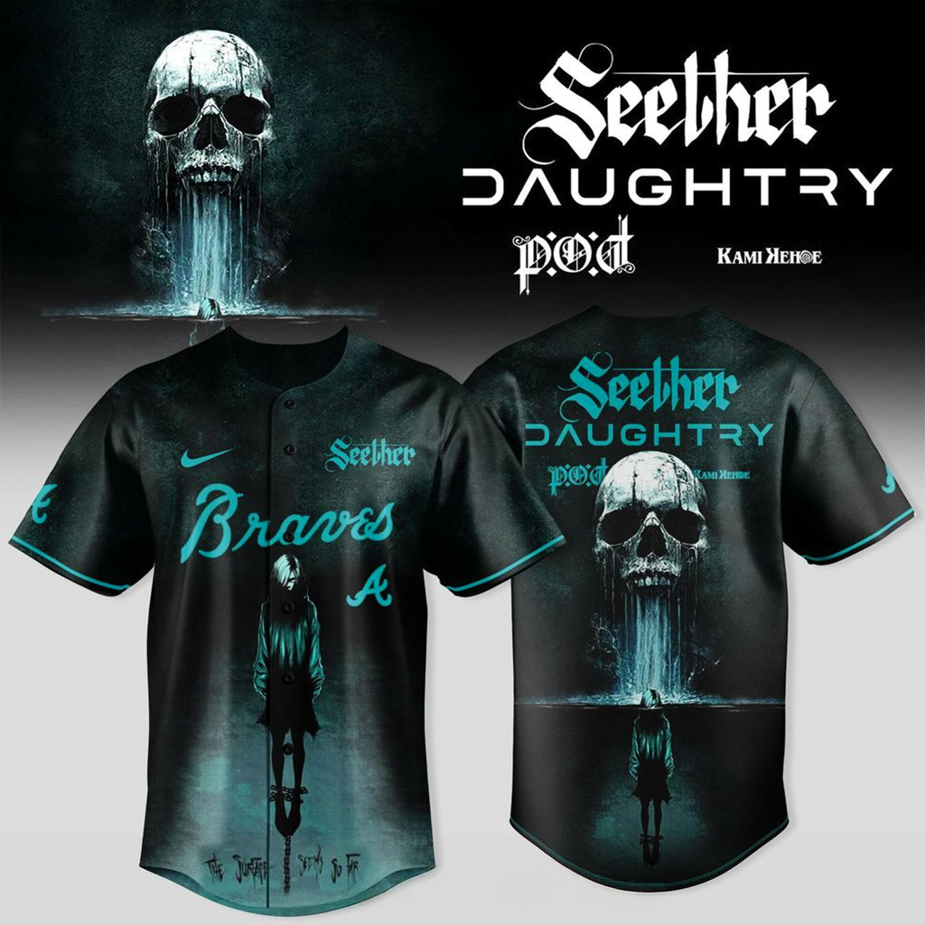 Atlanta Braves X Seether Daughtry Fall 2025 US Tour Jersey Braves Merch Cool Baseball Gifts
