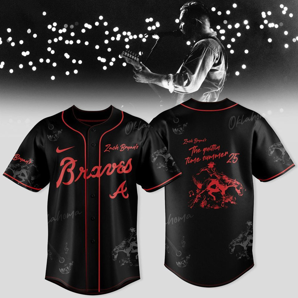 Atlanta Braves X Zach Bryan The Quittin Time Tour 2025 Baseball Jersey Atlanta Braves Merch