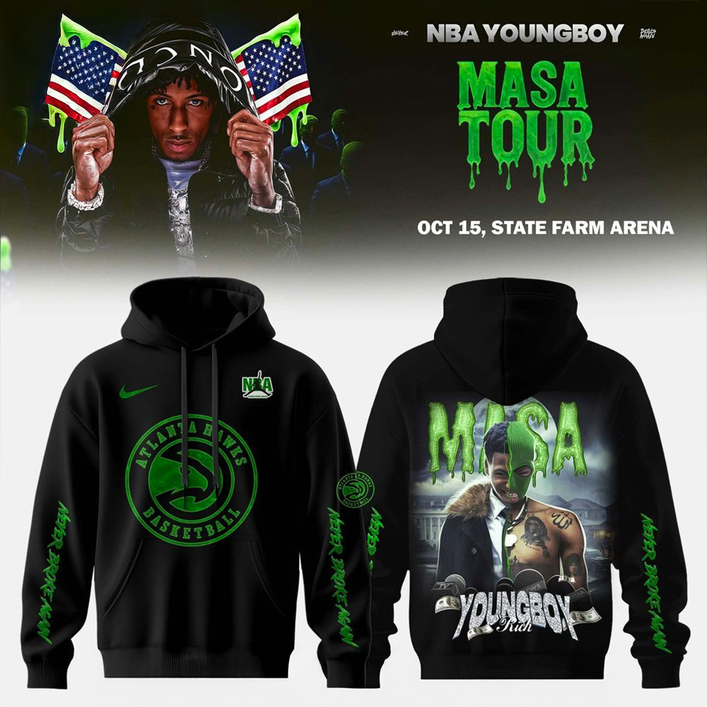 Atlanta Hawks X Young Boy Masa Tour Merch Hoodie Atlanta Hawks Merch Him Gifts