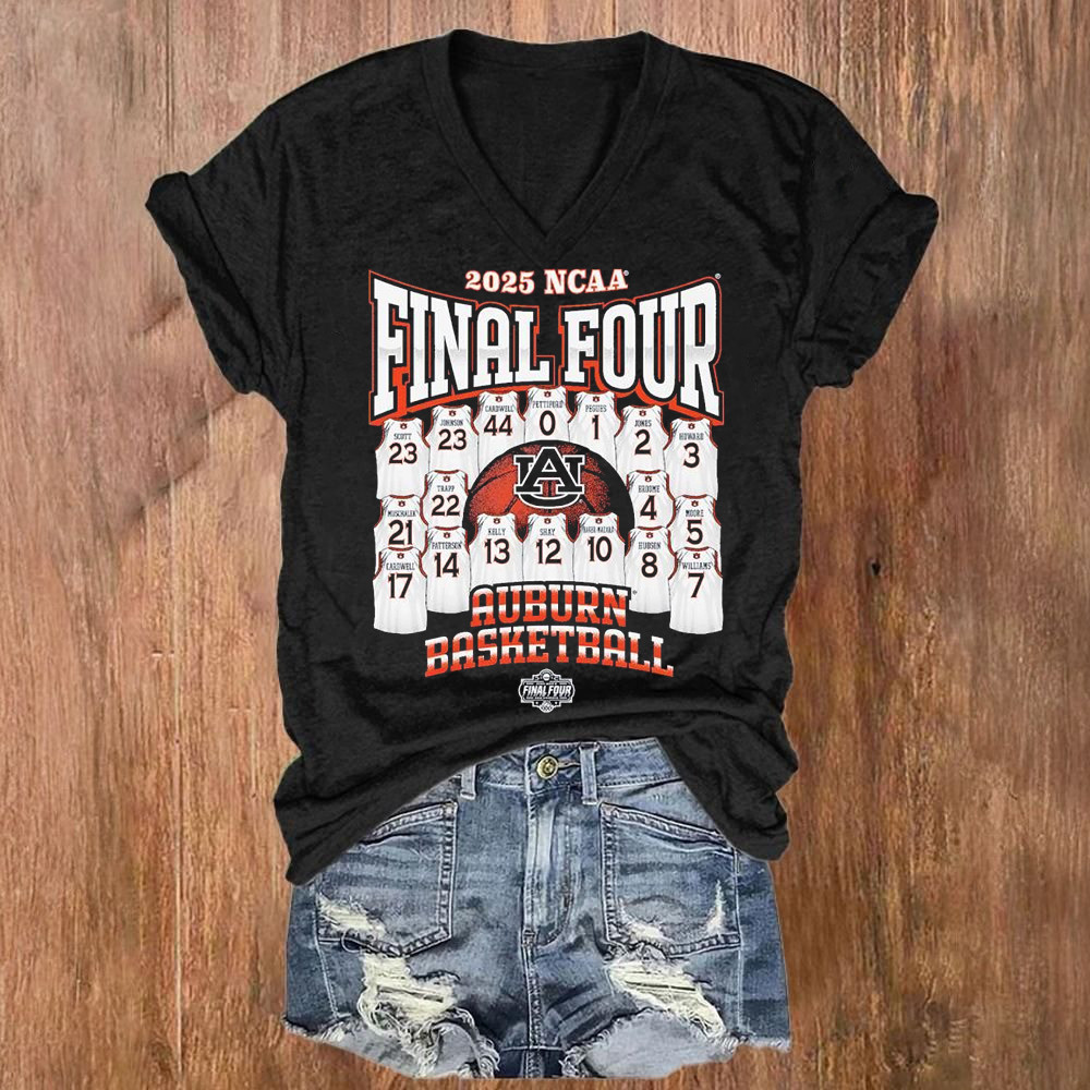 Auburn Tigers 2025 NCAA Men's Basketball Final Four Jersey Madness V-neck Shirt Gift For Him