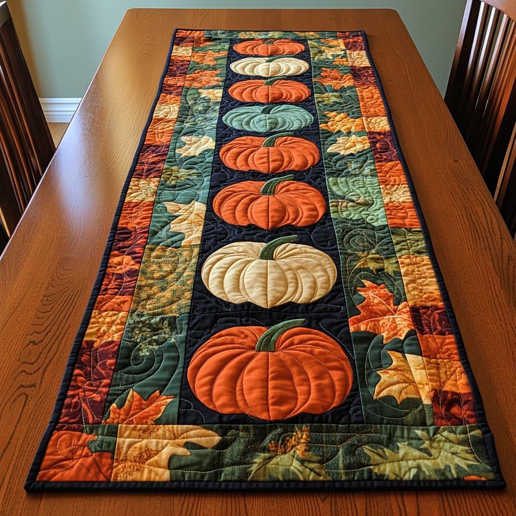 Autumn Garden Quilted Table Runner Autumn Fall Decor Table Runner Great Gifts For Family