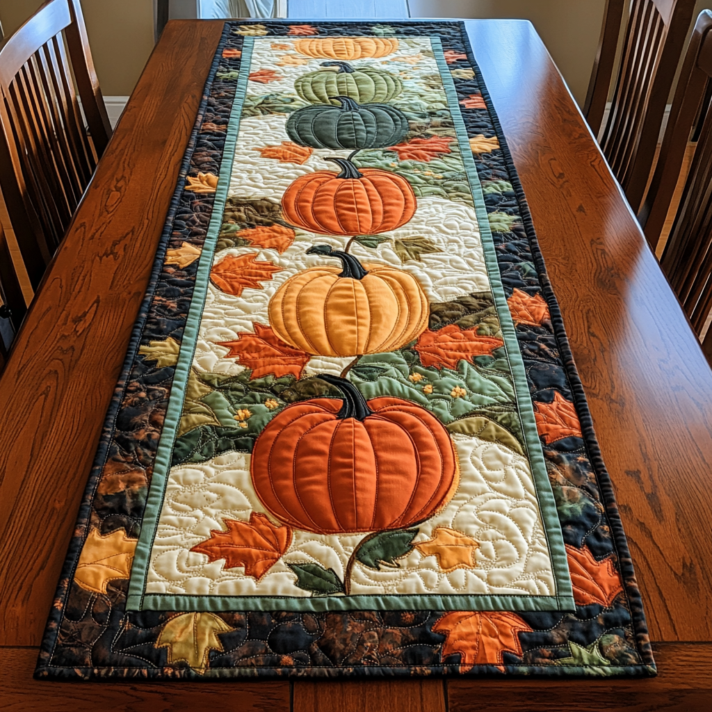 Autumn Harvest Quilted Table Runner Autumn Fall Decor Table Runner Great Gifts For Family