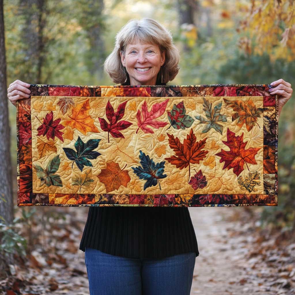 Autumn Maple Quilted Table Runner Best Modern Fall Dining Table Runner Decoration Best Gifts
