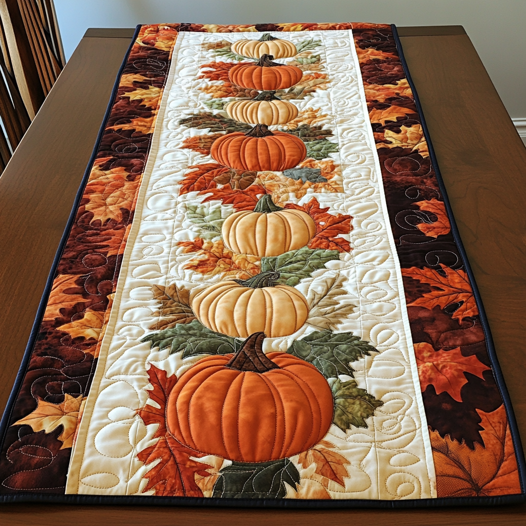 Autumn Pumpkin Lovers Quilted Table Runner Dining Table Runner Home Decorations Themed Gifts