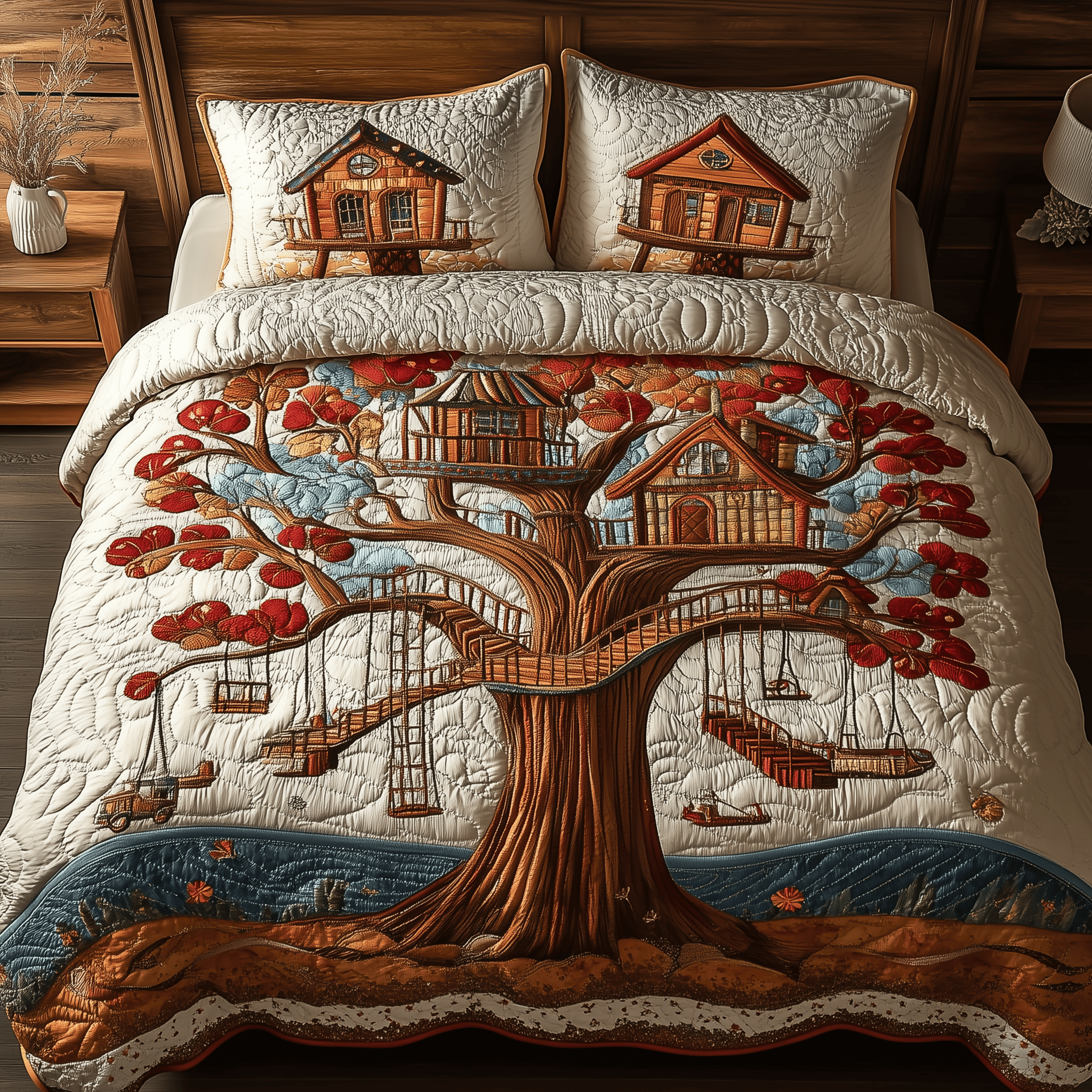 Autumn Tree Haven Quilted Bedding Set Duvet Cover Bedspread Set Item Good Christmas Gifts For Grandparents