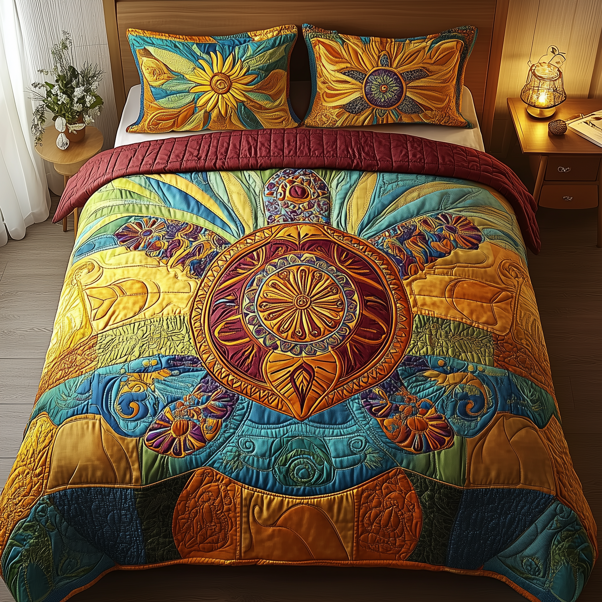 Awakening Of The Sea Turtle Quilted Bedding Set Duvet Cover Bedspread Set Item Best Gifts For Turtle Lovers