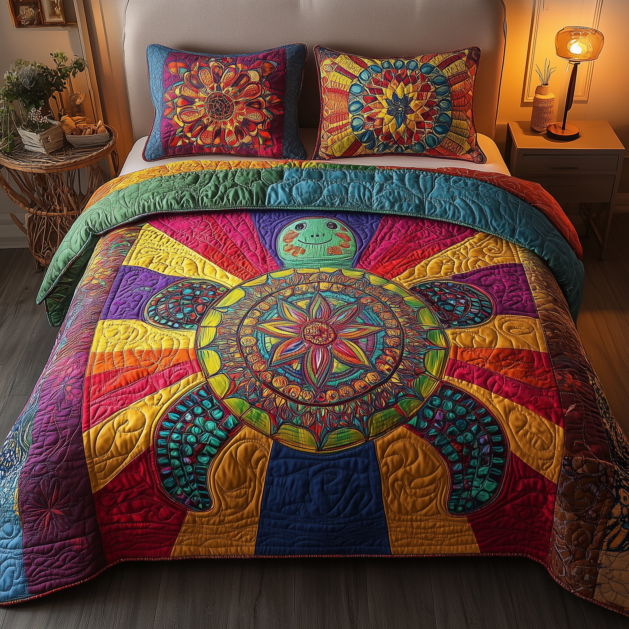 Awakening Of The Sea Turtle Quilted Bedding Set Duvet Cover Bedspread Set Item Gift For Turtle Lover