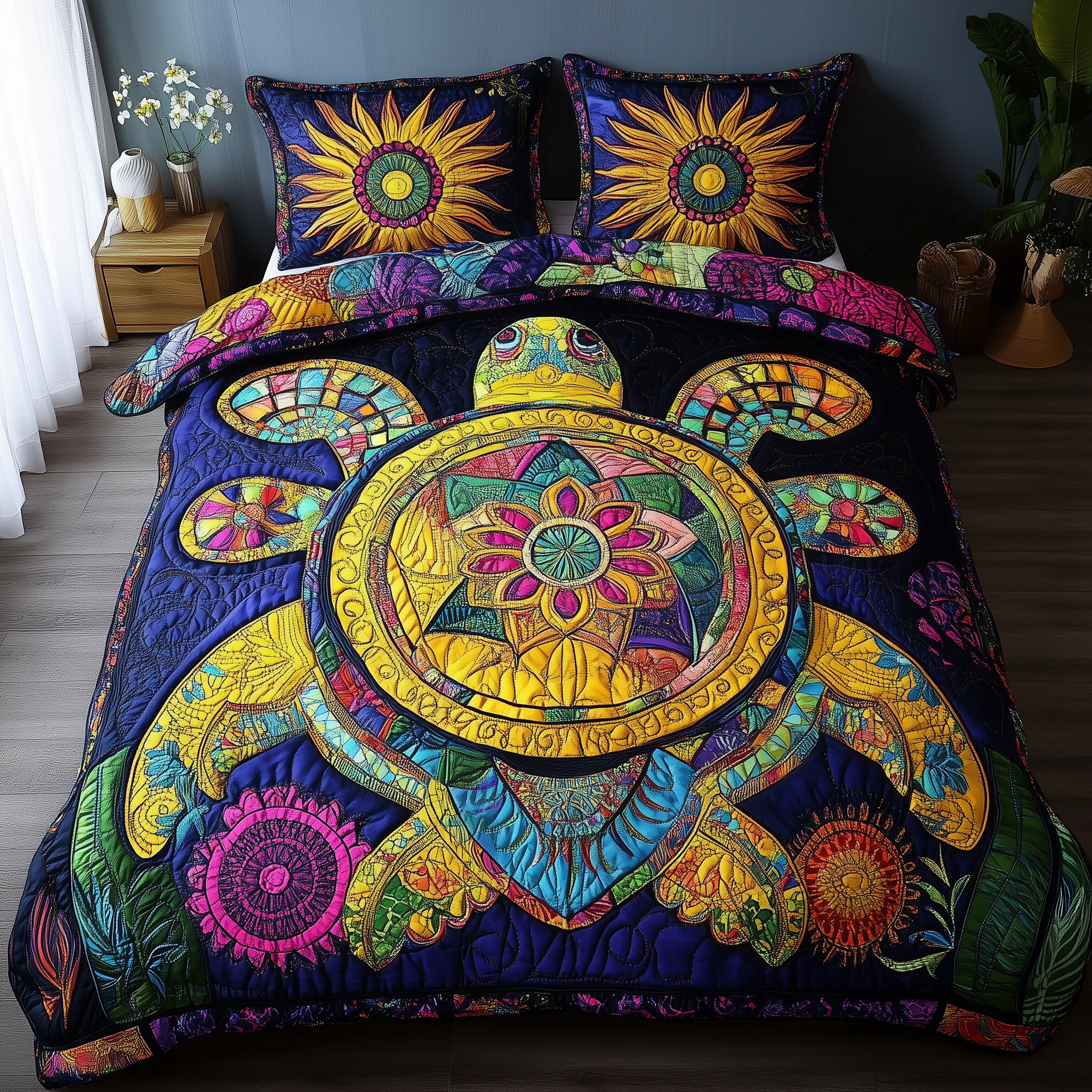 Awakening Of The Sea Turtle Quilted Bedding Set Duvet Cover Bedspread Set Item Gifts With Turtles On Them