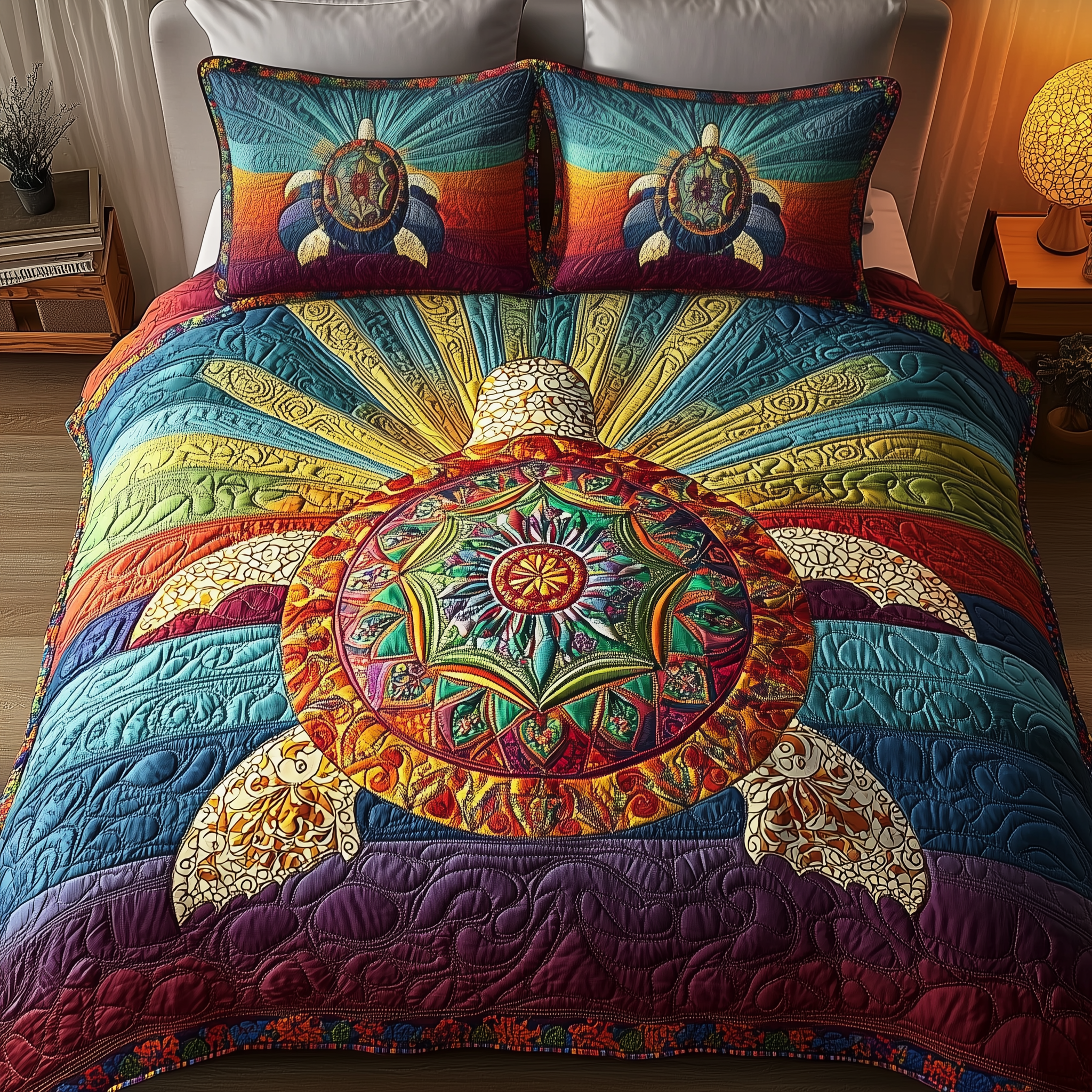 Awakening Of The Sea Turtle Quilted Bedding Set Duvet Cover Bedspread Set Item Sea Turtle Gift Ideas