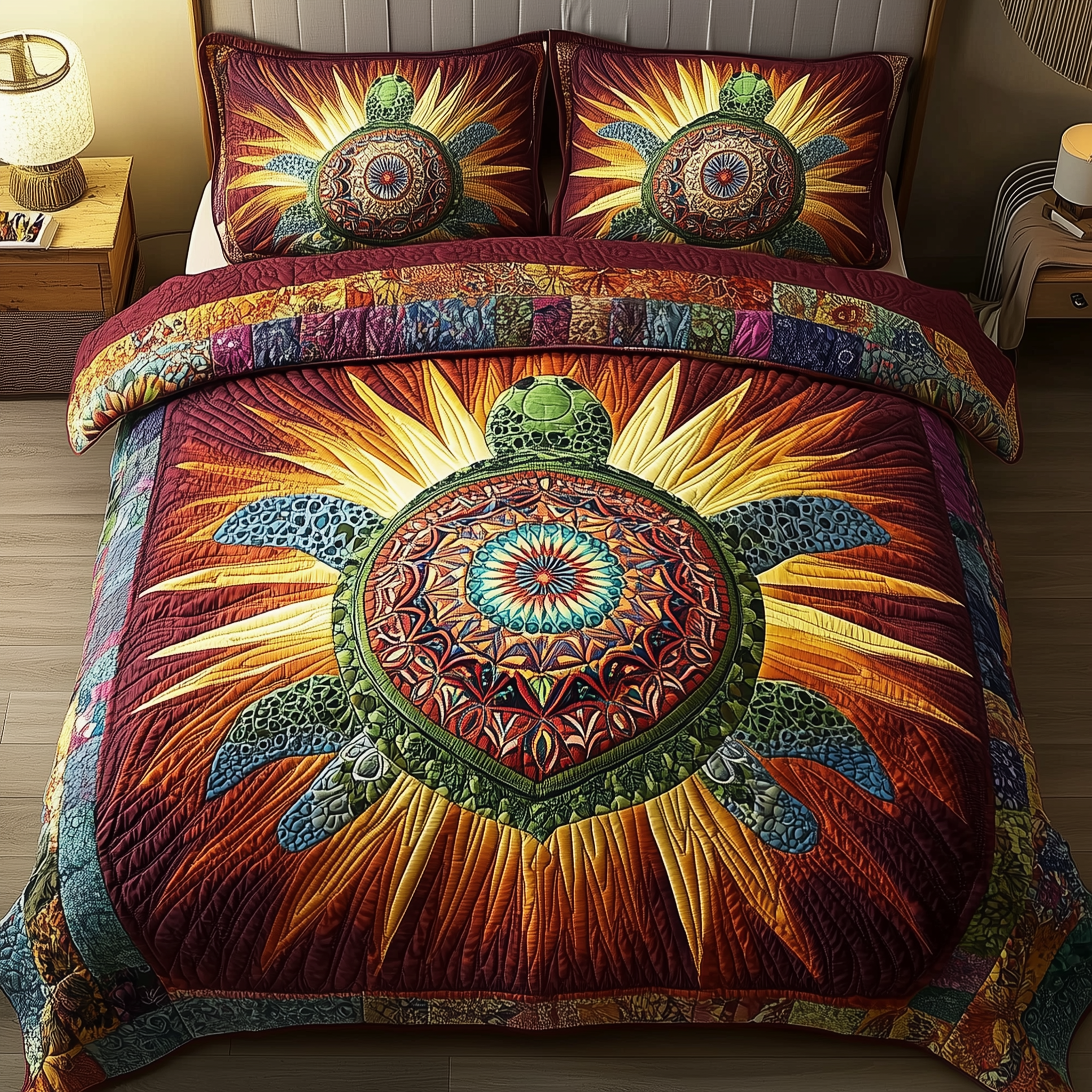 Awakening Of The Sea Turtle Quilted Bedding Set Duvet Cover Bedspread Set Item Sea Turtle Themed Gifts