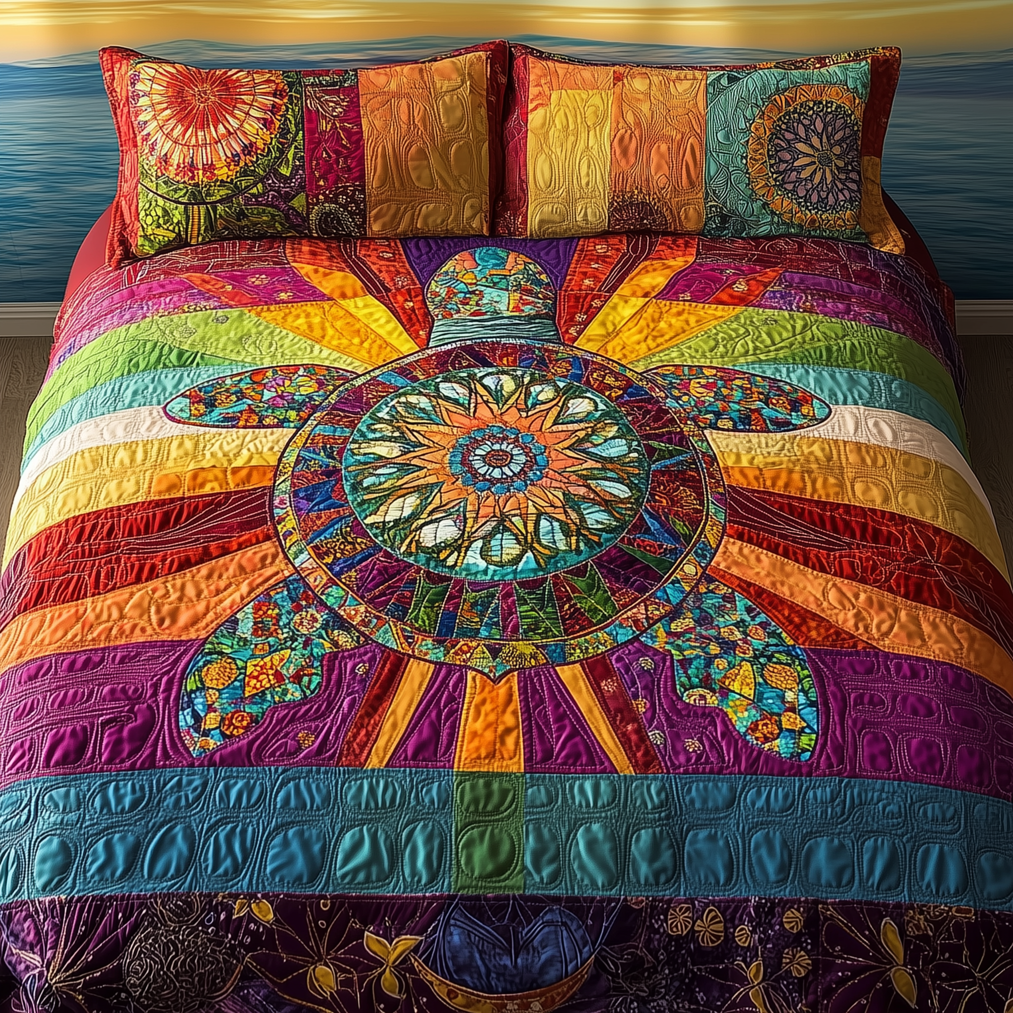 Awakening Of The Sea Turtle Quilted Bedding Set Duvet Cover Bedspread Set Item Turtle Gift Ideas