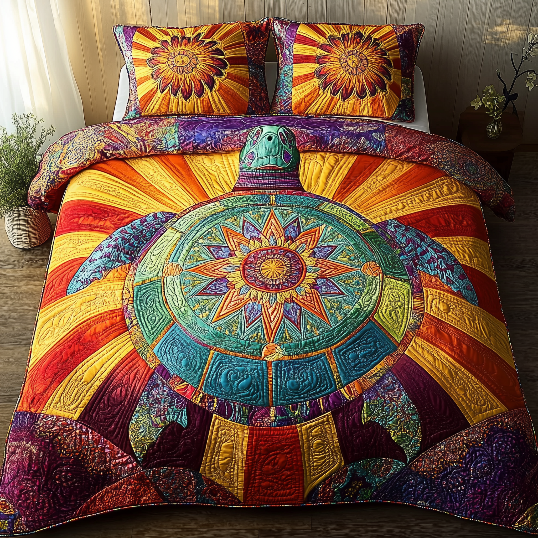 Awakening Of The Sea Turtle Quilted Bedding Set Duvet Cover Bedspread Set Item Turtle Merchandise