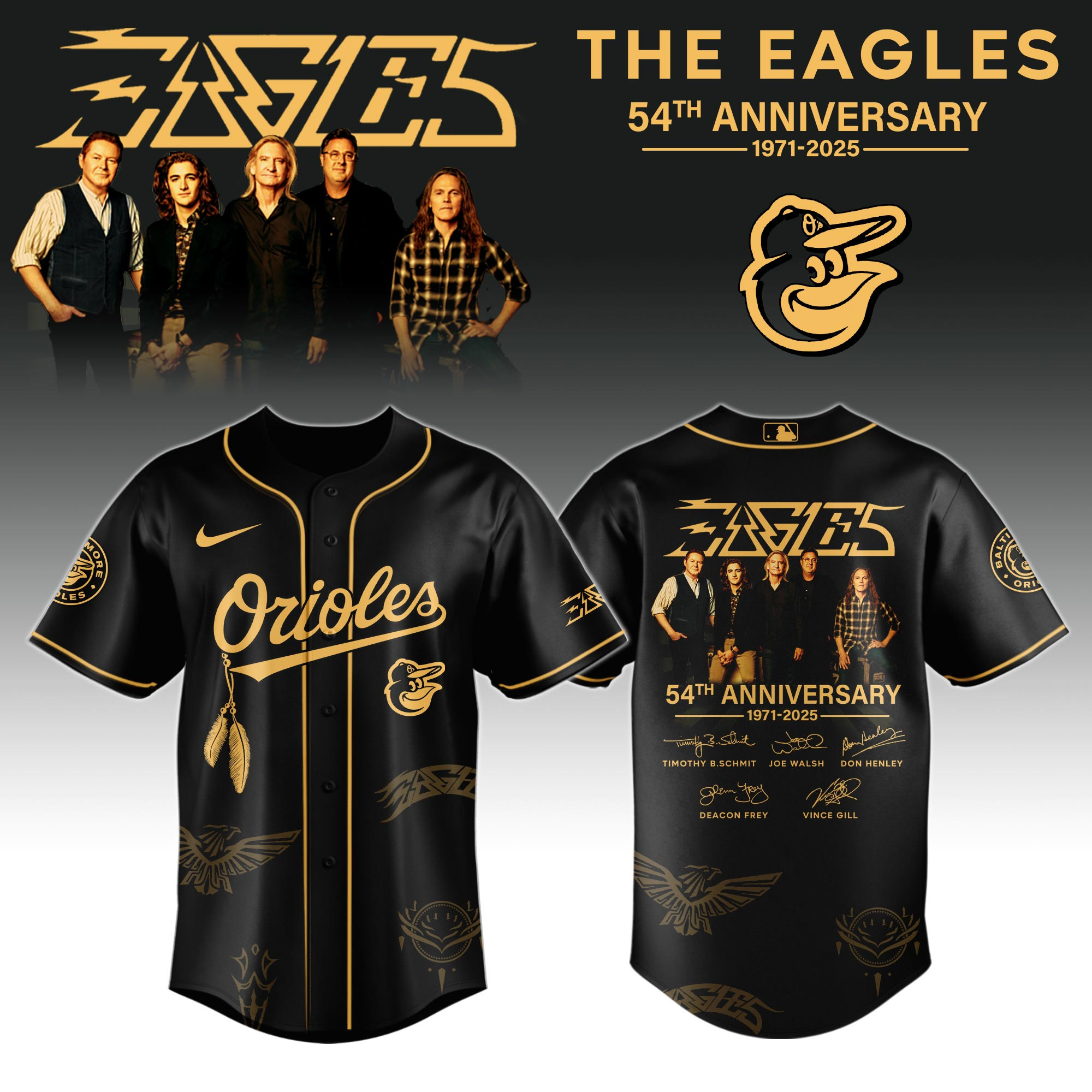 B Orioles X Eagles Band Music Jersey 2025 Gifts For Baseball Fans