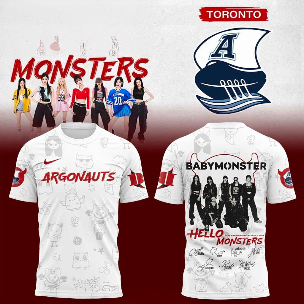 Babymonster 1st World Tour 2025 X Toronto Argonauts Signature T-Shirt Fan Merch Him Gifts