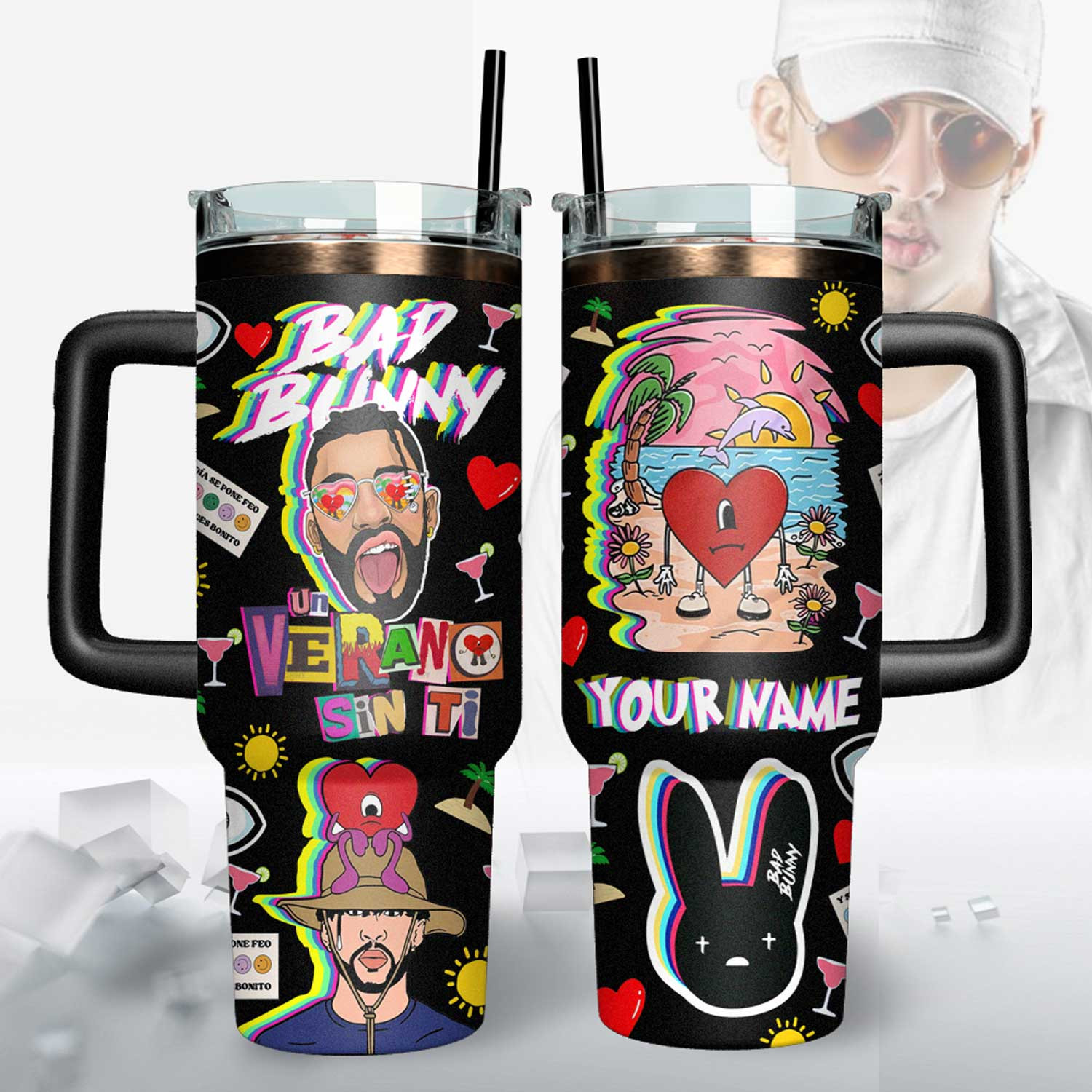 Bad Bunny Music Stanley Stainless Steel Tumbler Cool Gifts For Music Lovers